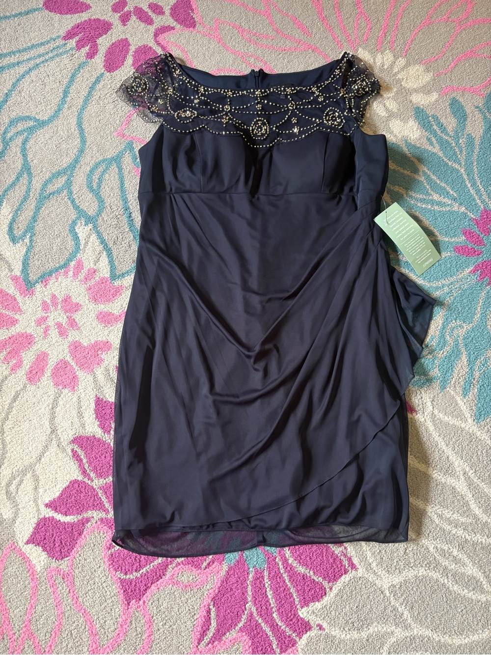 DJ Jaz Navy Blue Beaded Sleeveless Cocktail Dress Size 22W